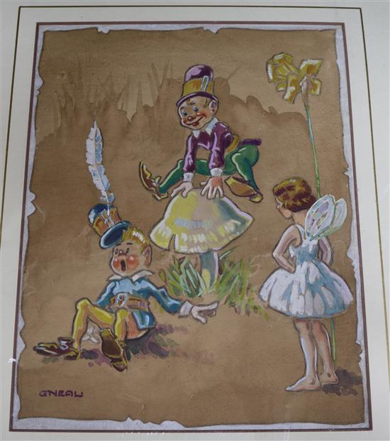 George Neal Pixies and a fairy 35 x 27.5cm., unframed